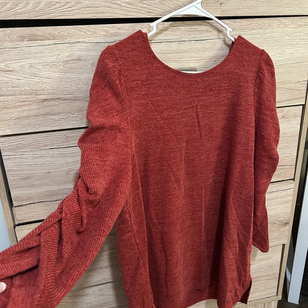 Max Studio Long Sleeved Burgundy Shirt - Size XL